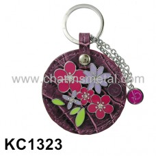 KC1323 - Flowers With Leather Key Chain